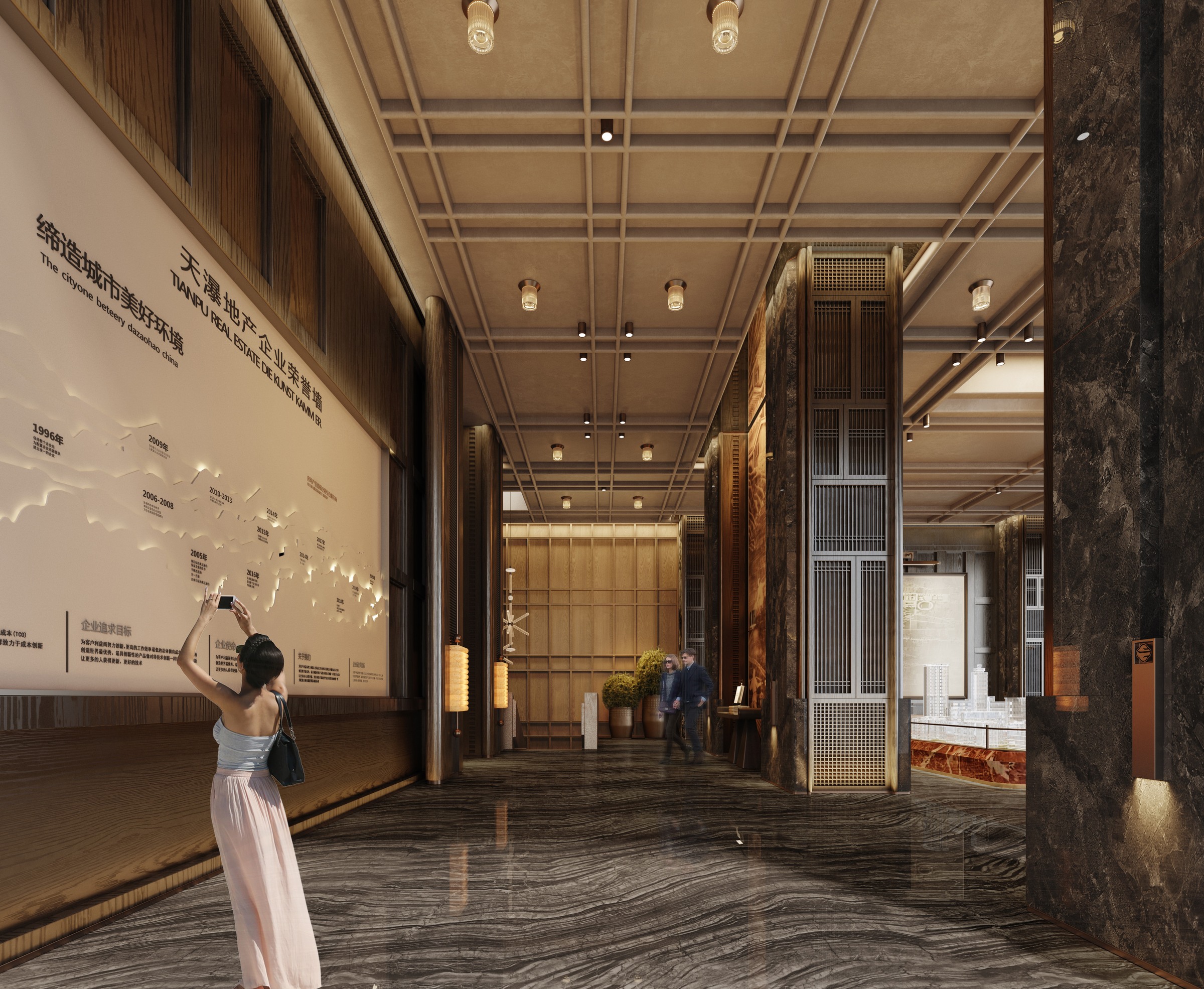 天瀑华府售楼部 · 电梯厅 / Elevator lobby