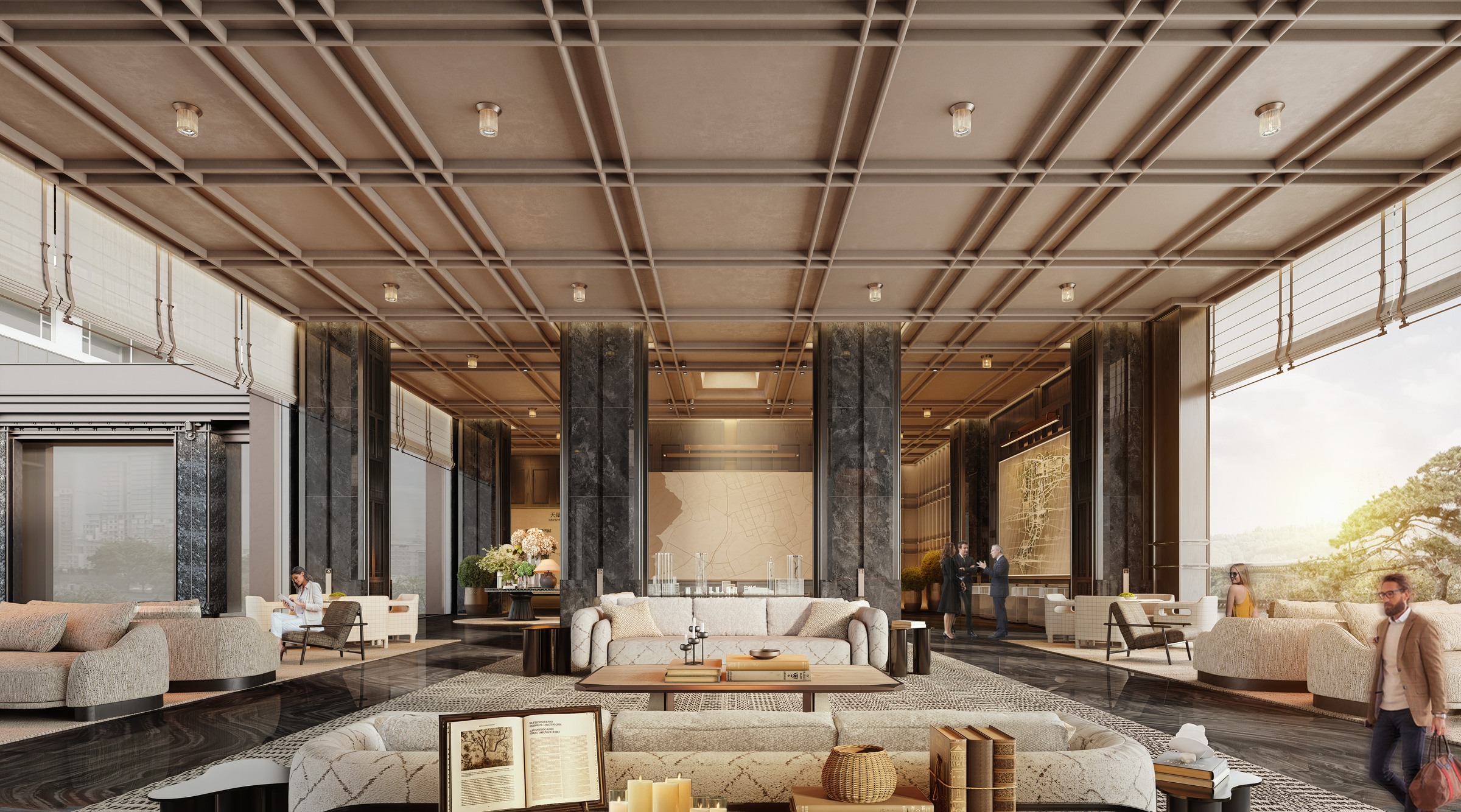 天瀑华府售楼部 · 洽谈区(主空间) / Lounge - main view